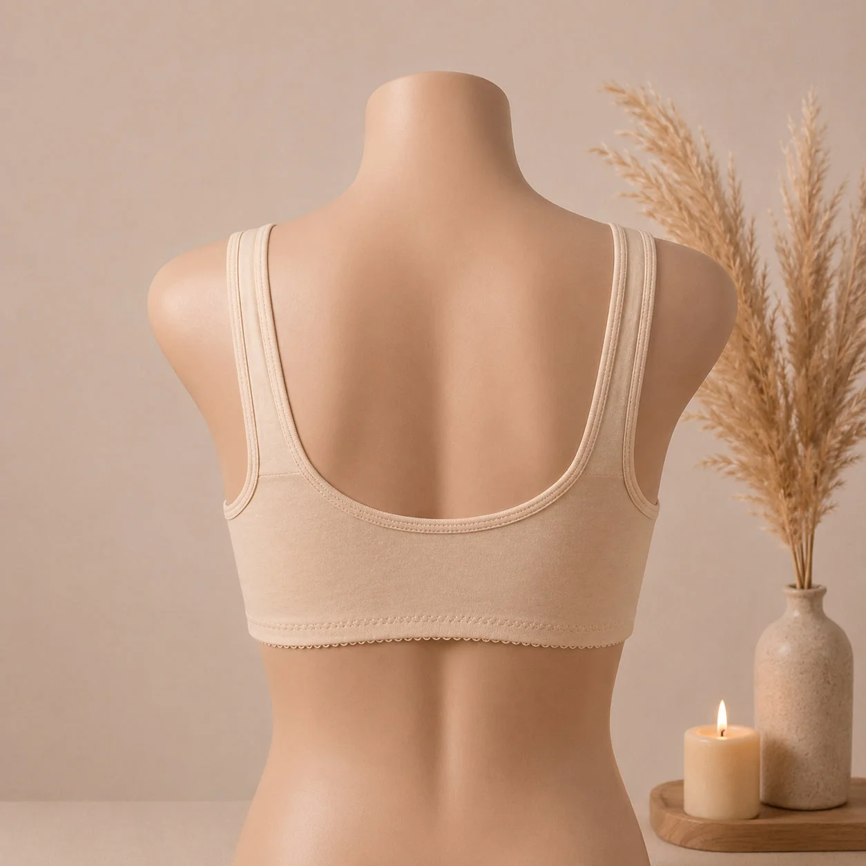 Blossom Comfort Front Open Cotton Bra – Soft Beige — photo 3