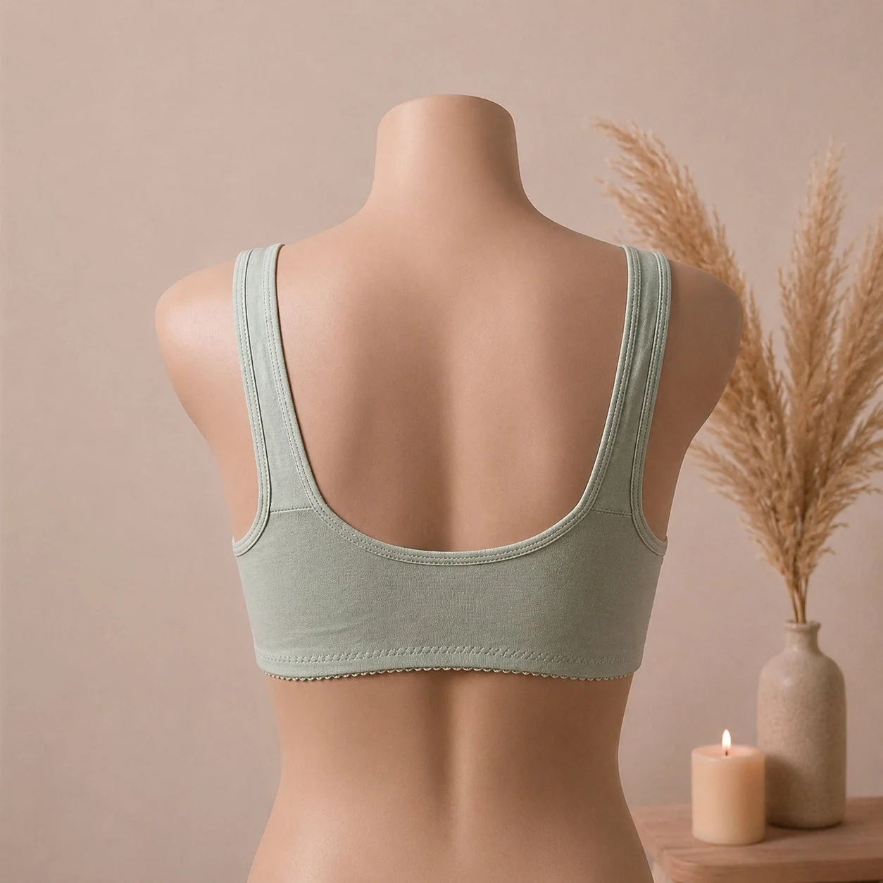 Blossom Comfort Front Open Cotton Bra – Soft Blue — photo 3