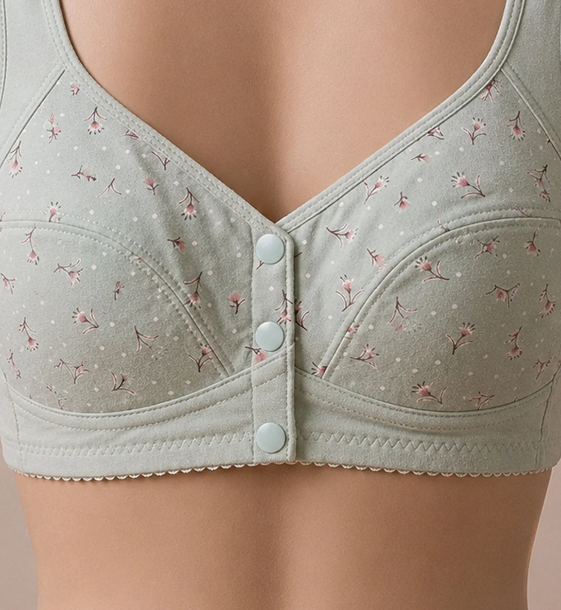 Blossom Comfort Front Open Cotton Bra – Soft Blue — photo 4