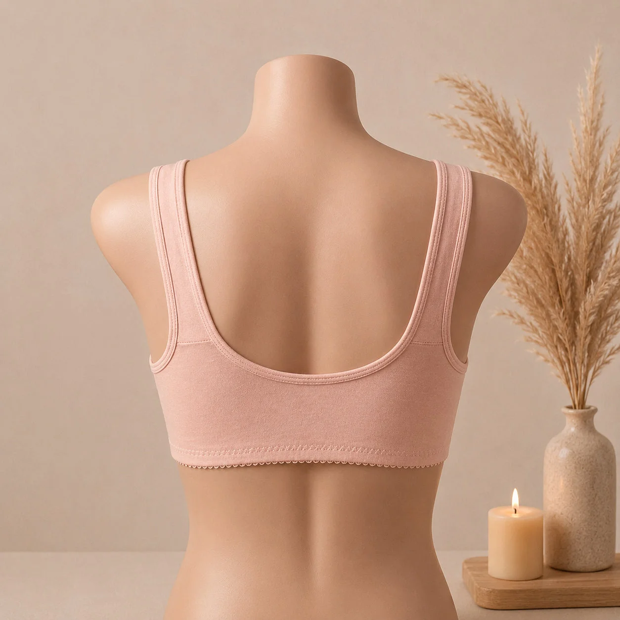Blossom Comfort Front Open Cotton Bra – Soft Pink — photo 3